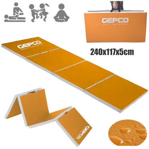 Tapis de Gymnastique Yoga Pliable Tapis Fitness Matelas 240x117x5cm  Orange/Gris, 79,99 €