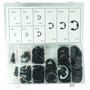 E-Sicherungsring Sortiment 300 pcs. Sortiment 1,5 - 22 mm E-Ringe Sicherungen